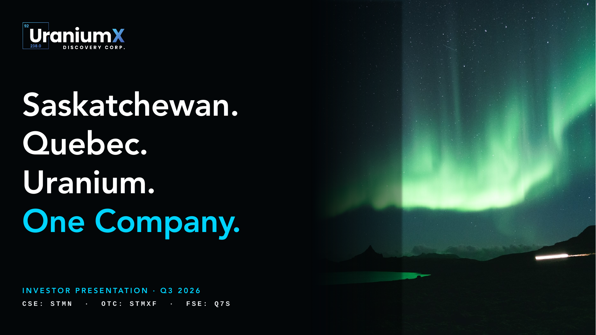 Cover of the UraniumX Q3 2026 company presentation